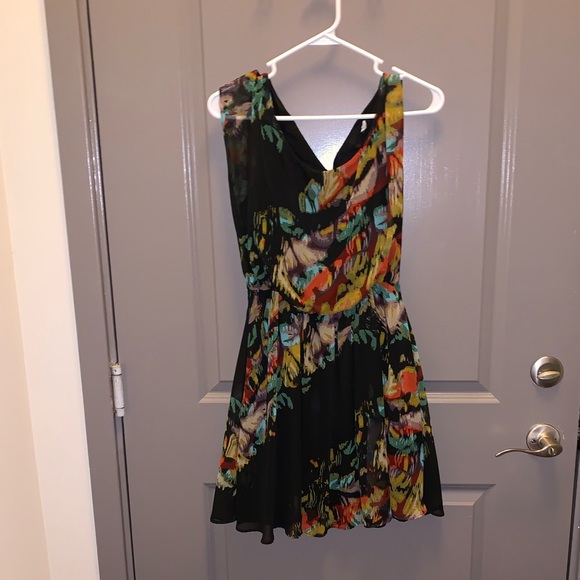 Lush Dresses & Skirts - NWOT Black multicolor watercolor design dress
